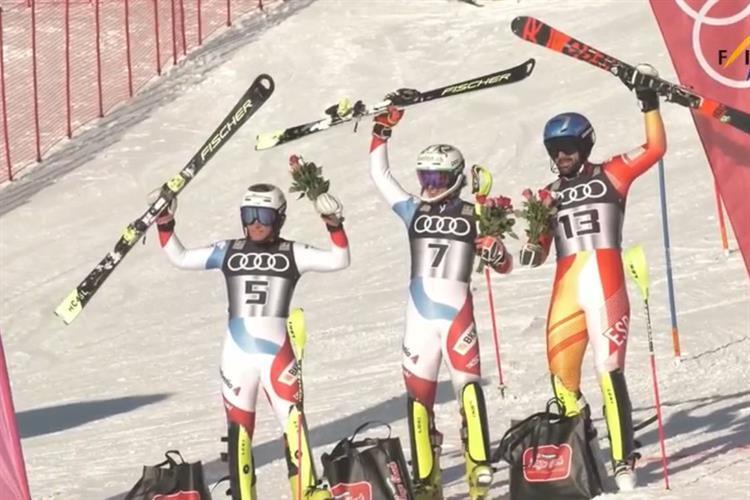 Podio de Quim Salarich en la Copa de Europa de slalom de Almaasa (Suecia)